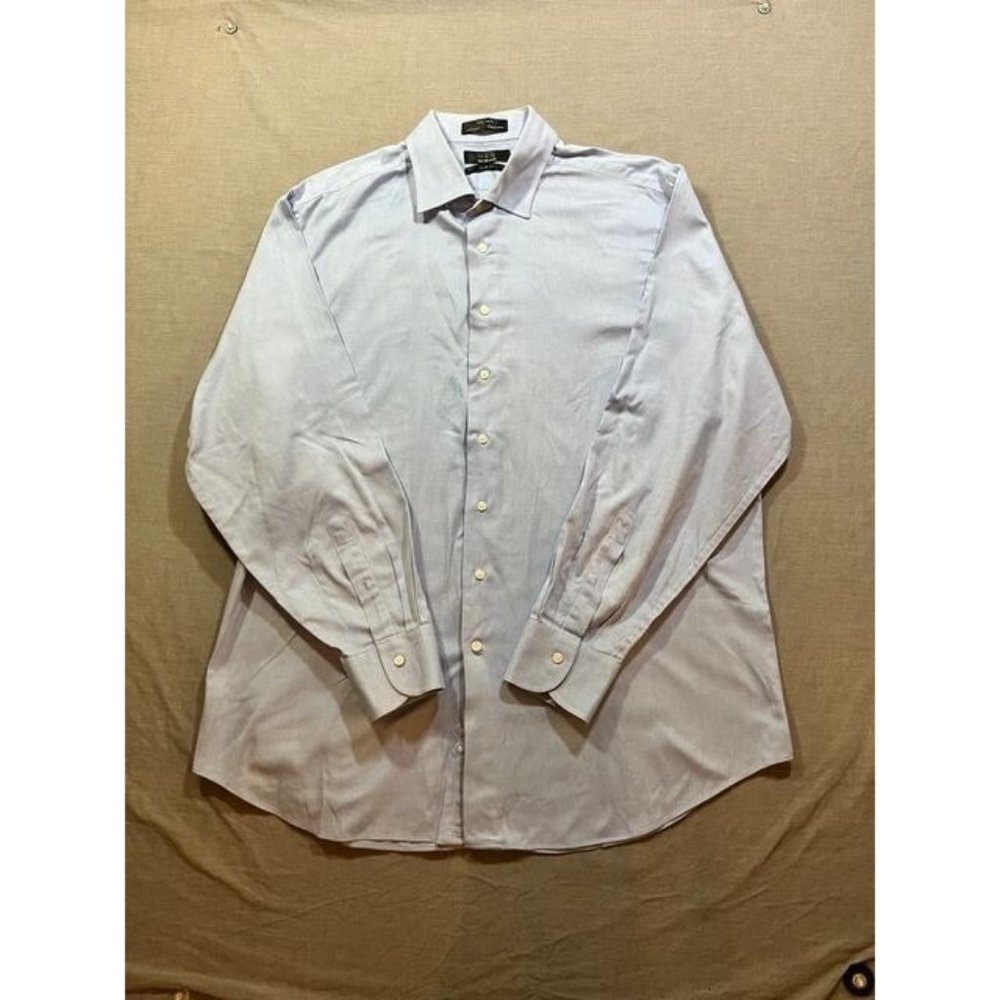 Saks 5th Avenue Black Shirt Adult 2XL 17 1/2 34/35 Blue Long Sleeve Button Mens.